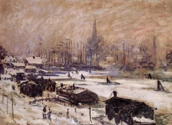 100% roku darbs Claude Monet, Eļļas Glezna Reprodukcijas uz linu audekla,amsterdamas sniegā,bezmaksas strauji kuģniecības muzejs kvalitāti