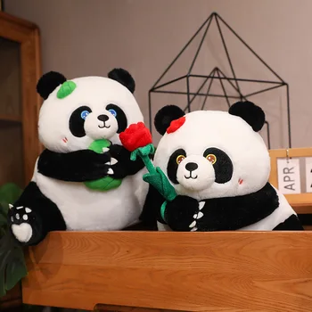 13/30/50cm Cute Pāris Panda Plīša Rotaļlieta Kawaii Pildījumu Dzīvniekiem Panda Ķēriens Ziedi Plushies Lelle Anime Mīkstās Bērnu Rotaļlietas Meitenēm Dāvanas