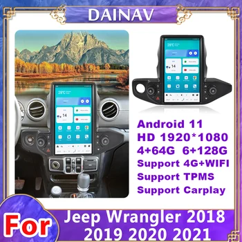 13.6 Collu Android11 Auto Auto radio Jeep Wrangler 2018-2021 Autoradio Stereo Atskaņotāju, GPS Navigācijas Carplay OBD Nav CD Atskaņotājs