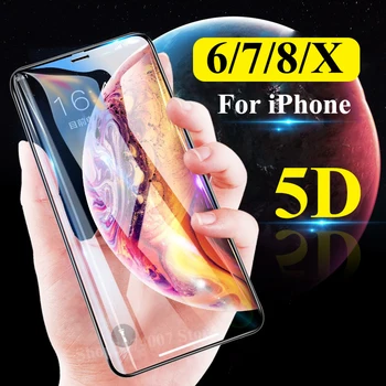 5D Aizsardzības Stiklu iPhone 6 S 7 8 Plus Aphone X S R XS Max SX XR Aifon 6S 10S S10 RX Stikla Ekrāna Aizsargs, Rūdīts,