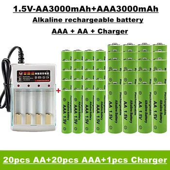 AA+AAA sārma uzlādējamās baterijas, 1.5 V, 3000mAh, piemērots tālvadības pulti, rotaļlietas, pulksteņi, radioaparāti u.c