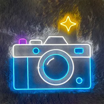 Anime Neona Zīme Pielāgotu Kameras LED Gaismu Sienas Mākslas Dekors Bērniem Meitene Guļamistaba Dzīvot Istabā Zīme, Bārs, Veikals, Neona Gaismas