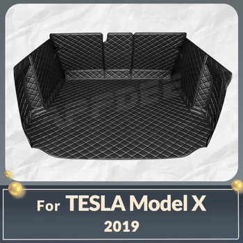 Auto Pilnīgu Pārklājumu Bagāžnieka Paklājiņš Par Tesla Model X 6-Sēdeklis 2019 Automašīnas Bagāžas Nodalījuma Pārsegs Pad Kravas Starplikas Interjera Aizsargs Piederumi