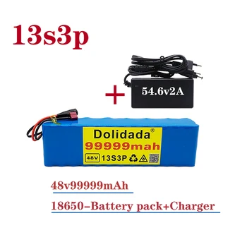 Batterie 13S3P 48V 99.999 Ah Litija-jonu 1000w pour vélo électrique 18650 avec BMS intégré et chargeur inclus nouveauté 54.6 V