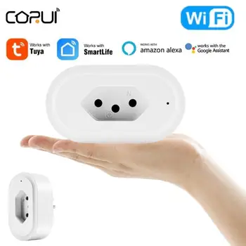CORUI Tuya WiFi Smart Plug Kontaktligzdas Rozetes 16A Taimeris Smart Dzīves App Tālvadības pults Darbojas Ar Alexa, Google Home Brazīlija Standarta