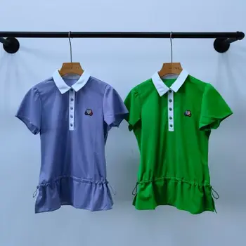 Golfa Sieviešu Īsām Piedurknēm Elastīgs, Elpojošs T-krekls ar Regulējamu Vidukli, lai Samazinātu Vecuma un Modes Tenisa Īsām Piedurknēm