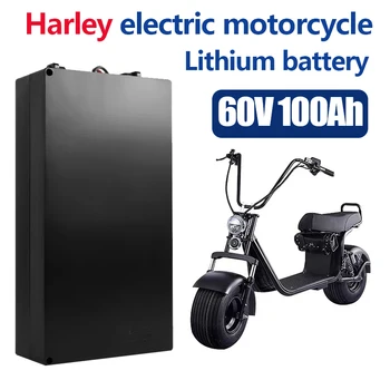 Harley Elektriskā Automašīna, ar Litija Akumulatoru Ūdensizturīgs 18650 Akumulatoru 60V 100Ah Divu Riteņu Salokāms Citycoco Elektriskā Motorollera Velosipēdu