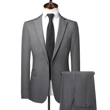 ( Jaka + Bikses ) Kāzu Vīriešu Uzvalku Biznesa Gadījuma Klasiku, 2 Gab. Komplekts Modes Skaists Augstas Kvalitātes Vīriešu Slim Žakete, Bikses