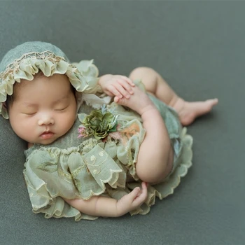 Jaundzimušo Fotogrāfiju Apģērbu Aksesuāri Baby Meitenes Bodysuits Princese Pilnmēness Tēmu Drēbes Trīsstūris Kāpt Romper Uzstādīt Fotografēt