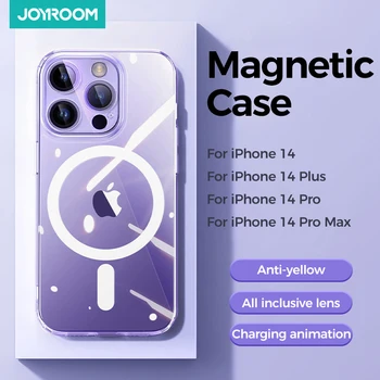 Joyroom Magnētisko Lietā Par iPhone 14 13 12 ProMax Caurspīdīgs apvalks iPhone 13 Pro Max Lietā Bezvadu Lādētāju Magnēts Aizmugurējā Vāciņa