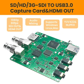 LCC382 3G-SDI USB Capture Karti SDI, HDMI Pārveidotājs USB3.0 1080P60fps SDI Loop out&Audio Sajaukšanas,rindu+Mic in+Skaļrunis,Valdes