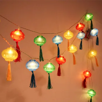 LED Svētku Gaismas USB Uzlādes Tradicionālā Ķīniešu Sarkano Laternu Lampas Jaunā Gada Svētku Dekorēšana Vainags String Nakts Gaisma