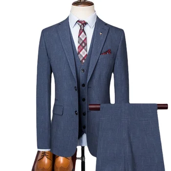 Luksusa 3/2 Gabals Vīriešu Kāzu Uzvalks Modes Vīriešu Slim tīrtoņa Krāsu Uzņēmuma Birojā Uzvalku Komplekti, Liela Izmēra Vīriešu Žakete+ Bikses + Veste