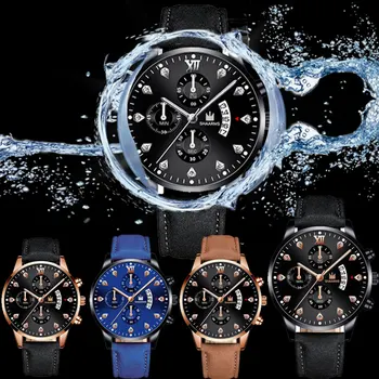 Luksusa Kvarca Skatīties Vīriešu Biznesa rokas Pulkstenis Modes Trīs Acu Sešu Tapu Kalendārs Pulksteņi Boy Romas Dimanta Mēroga Rokas pulksteni