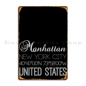 Manhattan Melnā Metāla Zīmju Plāksnes Kluba Drukāšanas Zīme Pub Sienas Dekoru, Skārda Parakstīt Plakātu