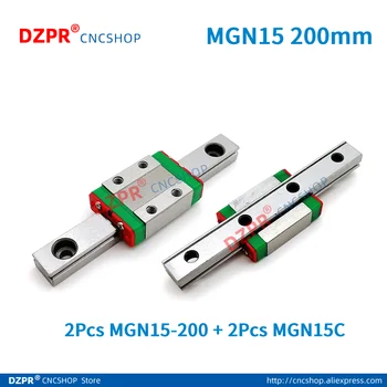 MR15 15mm miniatūras lineārās kustības rokasgrāmata dzelzceļa 2gab MGN15 L200mm + 2gab MGN15C Standarta Bloki CNC Router