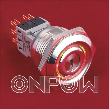 ONPOW 30mm Metāla Taustiņu nospiež pogu Slēdzis ar Dubulto LED Krāsu (LAS1-BGQ30-11Y/21/RG/12V) (CE, ROHS)