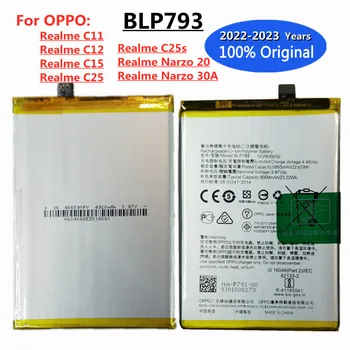 Oriģinālā BLP793 Akumulatoru Oppo Realme C12 C15 Narzo 20 Narzo 30A Mobilo Telefonu 6000mAh Rezerves Baterijas, Litija Baterijas
