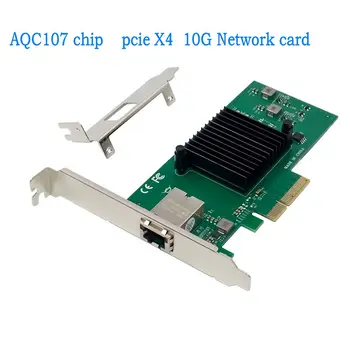 PCIe 3.0 x4 RJ45 Ethernet Tīkla Karte 10G serveris Lan Adapteri AQC107 chipset pci-e 4x 10/100/1000/10G/Mb / s