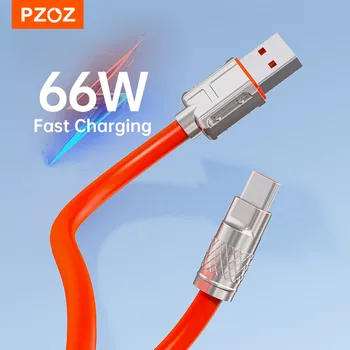 PZOZ 66W 6A USB C Kabeļa Tips C Mikro USB Kabeli Ātra Uzlāde iPhone 14 13 12 Pro Max 11 Huawei Xiaomi Datu Vadu Kods Lādētāju