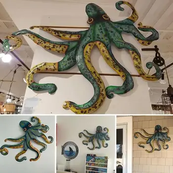 Reāli Astoņkāji Sienas Dekori Apdullināšanu Metāla Okeāna Jūras Dzīvnieku Siena Skulptūras Saliktas Astoņkāji Sienas Uzlīmes Mājas Apdare
