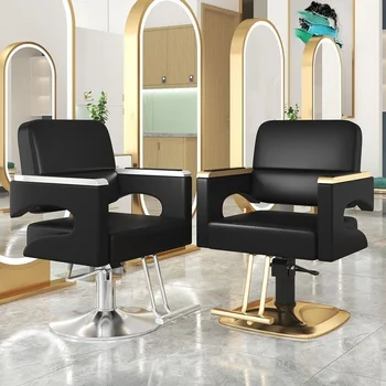 Salons Īpašu Matu Krēslu 2023. Gadam Jauniem 360°Rotācija Lielu Darba Ņēmējs Pacēlājs Salons Matu Griešanas Krēslu Gaismas Luksusa Melnā Zelta Krēslu
