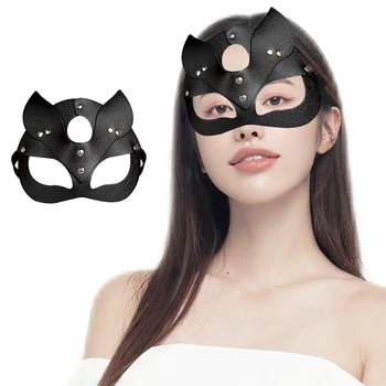 Sexy sievietes Kaķa Auss Maskas PU Ādas maska Cosplay Aksesuārus Biedējošu Halloween Puse dekori Maskēties Anonīms Masku Kostīmu Piederumi
