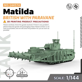 SSMODEL 144574 V1.7 1/144 3D Iespiesti Sveķi Modeļa Komplekta Britu Matilda Ar Paravane