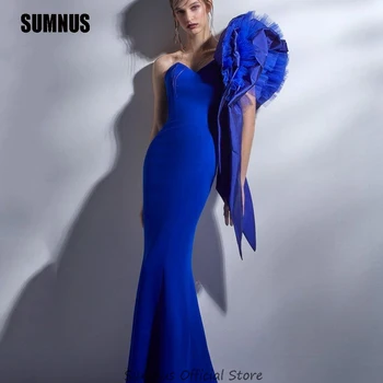 SUMNUS Blue Mermaid Vakara Pusi, Viena Pleca, Mīļotā Kleitas Oficiālu Balles Kleitas Backless Slim Fit bez Piedurknēm Cocktail Dress