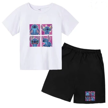 T-kreklu Komplekts Bērniem Dūriens Kokvilnas Apģērbs Soft 3-14 Gadiem Ikdienas Valkāšanai Meitene Zēns Top Šorti 2 Gabali Vasaras Modes Apģērbu Dāvanu