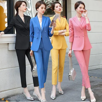 YellowProfessional Uzvalks Komplekts Sievietēm 2023 Rudens/Ziemas korejiešu Versiju, Augstas klases Modes Temperaments Interviju Pārdošanas Formāls Uzvalks