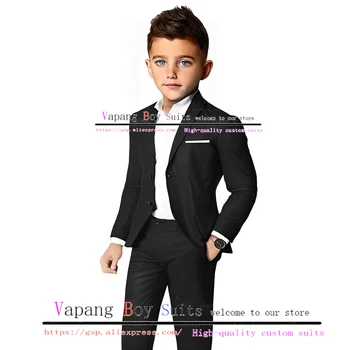 Zēnu Uzvalku Komplekts, 2 Jakas Bikses Slim Fit Kāzu Uzvalku 2-16 Gadiem Pielāgotas Apģērbu Modes Bērni Žakete